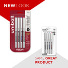 uni-ball – Stylos à bille roulante Vision – 0,7 mm – couleurs assorties – paquet de 4  -Le système d’encre Uni-Flow assure une écriture uniforme et délicieusement fluide