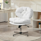 HOMCOM - Chaise de bureau sans accoudoirs avec siège rembourré - Crème-Revêtement en cuir PU pour plus de confort et un entretien facile