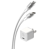 Scosche Mini chargeur domestique USB-C 30 W avec câble tressé de 8 pieds USB-C vers Lightning - Blanc-La puissance 30 W USB-C offre une charge et un transfert de données rapides