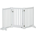 PawHut - Barrière pour chien 3 panneaux pliable avec pieds pour taille moyenne et inférieure - blanc-Fabriqué en MDF, barrière robuste 