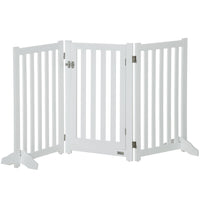 PawHut - Barrière pour chien 3 panneaux pliable avec pieds pour taille moyenne et inférieure - blanc-Fabriqué en MDF, barrière robuste 