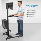 Mount-It - Poste de travail PC mobile-Les moniteurs s'inclinent de 30 degrés vers le haut et de 30 degrés vers le bas