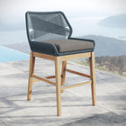 Modway - Wellspring Terrasse extérieure Teck et corde Tabouret de comptoir - Graphite bleu-Cadre de siège en aluminium