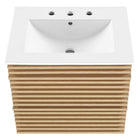 Modway - Render Support mural de 24" Vanette de salle de bain - Oak White-Bassin d’évier en céramique