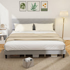 HOMCOM - Cadre de lit plateforme king size rembourré avec tête de lit - gris-Tête de lit rembourrée à surpiqûres carrées ajoutant une touche moderne et chaleureuse 