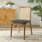 Modway - Monarch Bois et rotin Fauteuil d’appoint de salle à manger - Gris naturel miel-Siège rembourré en tissu