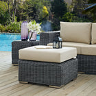Modway - Summon Terrasse extérieure Ottoman Sunbrella in Toile Beige Ancienne-Tissage rond en rotin synthétique