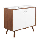 Modway - Transmit 36" Vanette de salle de bain - Blanc noyer-Vanité moderne du milieu du siècle