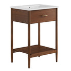 Modway - Zaire 24" Vanette de salle de bain - Blanc noyer-MDF et caoutchouc