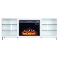 Manhattan Comfort - Ensemble de 2 cheminées modernes Brighton 60 po - Noir et blanc-Cheminée électrique moderne pour utilisation dans le salon intérieur