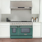 Kucht - 48 po Série KDF Cuisinière Pro Style à double combustible - Acier inoxydable/Vert-Dimensions du produit 27,75 po L x 48 po L x 36 po H