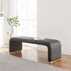 Modway - Koda Performance Velvet Banc long de la chute d’eau - Brass Storm Grey-Tissu résistant aux taches