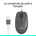 Logitech M100 Souris USB Filaire Ambidextre - Gris-Permet d'être réactif, curseur de contrôle fluide pour suivi optique précis 1000 PPP, sélection texte simple sur Windows, macOS et Linux. Certifiée Works with Chromebook