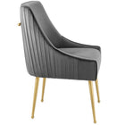 Modway - Discern Dos plissé Velours Performance Rembourré Chaise à manger - Gris-Acier inoxydable en or brossé