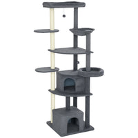 PawHut - Arbre à chat extra haut 79 po, grande tour pour chats d’intérieur-Comprend des condos, des perchoirs et un hamac, offrant un divertissement sans fin pour les chats 
