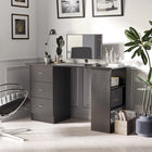 HOMCOM - Bureau d'ordinateur avec rangement - 47,25 po L x 19,25 po l x 28,5 po H - noir-Les tiroirs et les étagères réversibles peuvent être installés de chaque côté du bureau 