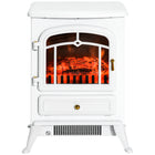 HOMCOM - Foyer électrique portatif sur pied 16 po, 750/1500 W, blanc-Poêle électrique avec technologie de flamme 3D pour un feu d'apparence réaliste 