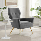 Modway - Renata Bouton touffé Performance Velvet Fauteuil - Gris-Revêtement en velours de performance