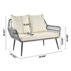 Manhattan Comfort - Ensemble de conversation moderne Portofino pour patio, 4 personnes, avec table basse - gris et crème - ensemble de 4-Dimensions de la table basse : 90 cm de longueur, 55 cm de profondeur, 40 cm de hauteur