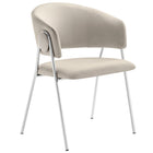 Modway - Nella Rembourré Performance Velvet Chaise à manger Ensemble de 2 - Argent d’amande-Goupilles de pied protectrices