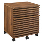 Modway - Render Bois Armoire à dossiers, Noyer-Classeur de bureaux du milieu du siècle