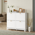 HOMCOM - Armoire à chaussures étroite avec 4 tiroirs rabattables et 5 pieds pour entrée - blanc-Quatre tiroirs basculants peuvent ranger jusqu'à 16 paires de chaussures 