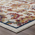 Modway - Entourage Treillis floral vintage Azami Vieilli Tapis de 5 pi l x 8 pi L - Ivoire Bleu Orange Jaune Rouge-Polypropylène 100% Frise