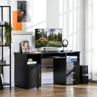 HOMCOM - Bureau d'ordinateur avec tiroirs - 57,1 po L x 19,7 po l x 29,5 po H - noir-Grand espace de rangement : 1 plateau pour clavier, 1 armoire, 3 tiroirs, 2 étagères ouvertes 