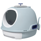 PawHut - Bac à litière pour chat fermé avec couvercle, pelle, porte avant, puits de lumière - bleu-Bac à litière amovible pour un nettoyage rapide 