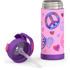 Thermos - Bouteille FUNtainer avec Paille - 410 mL - Paix-Poignée de transport intégrée, facile à saisir et qui peut être repliée lorsqu’elle n’est pas utilisée
