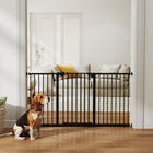 PawHut - Barrière pour animaux de compagnie de 74 à 147 cm de large avec porte, barrière pour chien d'intérieur-Lorsque l’angle d’ouverture est compris entre 30° et 90°, la porte se referme automatiquement