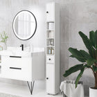 Kleankin - Armoire de rangement de salle de bain avec étagères et porte-papier toilette - blanc brillant-Les étagères à l'intérieur des armoires sont réglables sur 3 niveaux pour un rangement flexible 