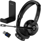 Delton - Casque stéréo Bluetooth sans fil 30X avec réduction de bruit pour ordinateur, dongle USB à appairage automatique et crochet pour casque, noir-Entièrement compatible avec une grande variété de plateformes et d'appareils, il garantit une intégration fluide et un confort d'utilisation optimal pour tous vos appareils.