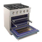 Kucht - 30 po Série KFX-X Cuisinière Pro Style au gaz naturel - Acier inoxydable/Bleu pâle-Convertible au propane liquide