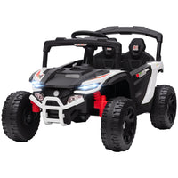 Qaba - Camion électrique pour enfants 12V avec double moteur - blanc-Puissants doubles moteurs 12V pour conquérir divers terrains 