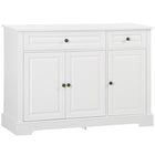 HOMCOM - Buffet 45,3 po L - blanc-Grand espace de rangement avec trois armoires et deux tiroirs pour contenir les fournitures quotidiennes 