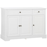 HOMCOM - Buffet 45,3 po L - blanc-Grand espace de rangement avec trois armoires et deux tiroirs pour contenir les fournitures quotidiennes 