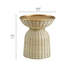 Modway - Lazaro Manche Rotin Table d’appoint - Laiton Naturel Poli-Base en rotin tissée à la main