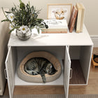 PawHut - Maison pour bac à litière pour chat, table d’appoint avec griffoir-Couleur : Blanc 