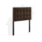 Modway - Lily Cuir végane Tête de lit taille jumelle, Marron chocolat-Touffage de boutons