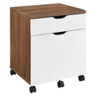 Modway - Envision Bois Armoire à dossiers, Blanc noyer-Roulettes en plastique