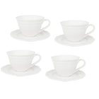 Casa Domani - Tasse et sous-tasse Florence Blanche 220 ml - Lot de 4-En porcelaine avec un motif délicat en relief sur un profil festonné.