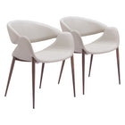 Zuo - Limay Chaise de salle à manger - Beige/Noyer - Ensemble de 2-Assemblage requis