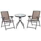 Outsunny - Ensemble de Bistro de Patio Pliable avec Chaises Récamier et Table Ronde, Brun- Ensemble de jardin 2 personnes style contemporain cosy grand confort composé de 2 chaises pliables et d'une table ronde 