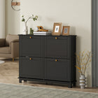 HOMCOM - Armoire à chaussures étroite avec 4 tiroirs rabattables et 5 pieds pour entrée - noir-Quatre tiroirs basculants pouvant contenir jusqu'à 16 paires de chaussures 