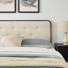 Modway - Bridgette Bois Lit à plateforme queen avec pieds écartés, Noir beige-Rubberwood Legs