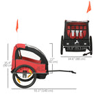 Aosom - Remorque de vélo 2 places pour enfants, poussette bébé avec sac de rangement - rouge-Grandes roues et conception amortissante pour assurer une conduite en douceur 
