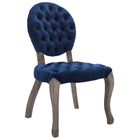 Modway - Exhibit Restauration vintage française Performance Velvet Fauteuil d’appoint - Marine-Fauteuil d’accompagnement de style Louis XVI vintage français