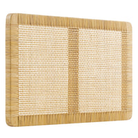 Modway - Sandy Fixé au mur Bois de manguiers et rotin Tête de lit, Rotin naturel-Tête de lit taille jumelle