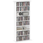 HOMCOM - Armoire de rangement multimédia mince - blanc-Les étagères réglables peuvent accueillir jusqu'à 185 DVD ou Blu-ray 